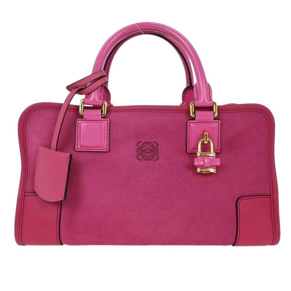 Loewe Handbags - Loewe Pink Suede Leather Amazona 28 Handbag 061102 166501